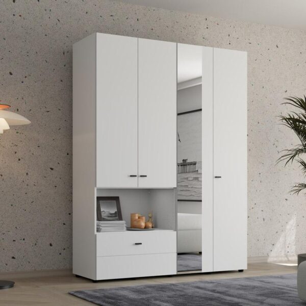 ΝΤΟΥΛΑΠΑ CAMPSIE 4K1F1O h207 ΛΕΥΚΟ ΧΡΩΜΑ 155x52x208εκ