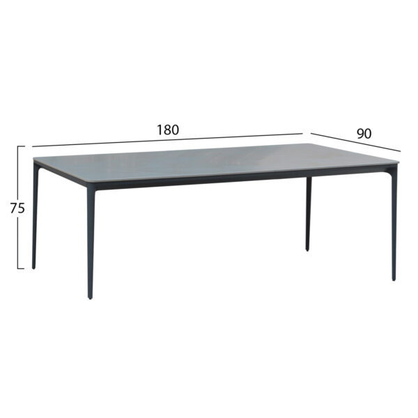 ΤΡΑΠΕΖΙ ΤΡΑΠΕΖΑΡΙΑΣ STAD HM6557.01 ΓΚΡΙ ΑΛΟΥΜΙΝΙΟ & SINTERED STONE TOP 180x90x75Υεκ