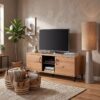 ΕΠΙΠΛΟ ΤΗΛΕΟΡΑΣΗΣ Fylliana Alba ARTISAN OAK-ΜΑΥΡΟ 138x40x47εκ