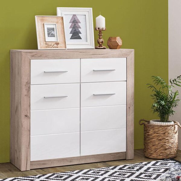 ΚΟΜΟΤΑ-ΜΠΟΥΦΕΣ Etna 2K2F Grey Oak-Λευκή Λάκα 93x35x90.5εκ