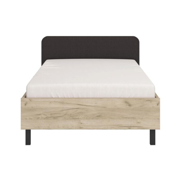 ΚΡΕΒΑΤΙ BARLETTA 120 GREY OAK ΜΕ ΓΚΡΙ ΥΦΑΣΜΑ ΚΑΙ ΜΑΥΡΑ ΠΟΔΙΑ 131x213,5x85,5εκ (120x200)