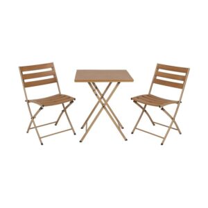 ΣΕΤ BALCONY 3TEM ΤΕΤΡΑΓΩΝΟ Fylliana POLYWOOD & ΑΤΣΑΛΙ ΦΥΣΙΚΟ-ΚΑΦΕ ΧΡΩΜΑ