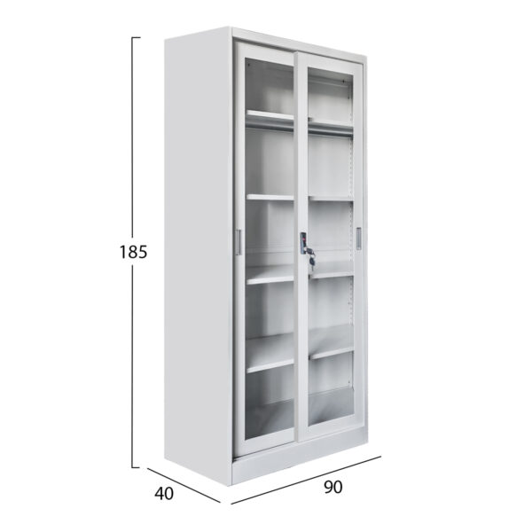 ΒΙΒΛΙΟΘΗΚΗ ΜΕ ΣΥΡΟΜΕΝΕΣ ΠΟΡΤΕΣ SIDER HM6632.02 ΜΕΤΑΛΛΙΚΗ ΛΕΥΚΗ 90x40x185Υεκ