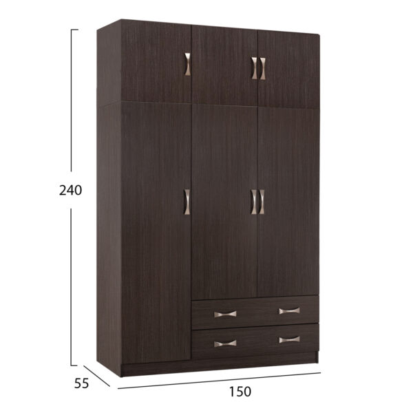 ΝΤΟΥΛΑΠΑ 3ΦΥΛΛΗ ΜΕ ΠΑΤΑΡΙ CARLY HM10891.01 ΜΕΛΑΜΙΝΗ ΣΕ ZEBRANO 150X55Χ240Υεκ.