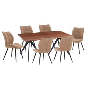 set-trapezarias-7tmch-fb91093503-mdf-top.jpg ΣΕΤ ΤΡΑΠΕΖΑΡΙΑΣ 7ΤΜΧ GAFF HM10935.03 MDF TOP ΚΑΡΥΔΙ--ΥΦΑΣΜΑ TAUPE & ΜΕΤΑΛΛΟ ΜΑΥΡΟ