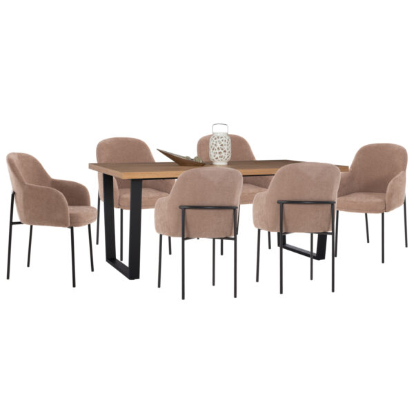 ΣΕΤ ΤΡΑΠΕΖΑΡΙΑΣ 7ΤΜΧ MANIDO HM10949.03 MDF TOP--ΥΦΑΣΜΑ TAUPE & ΜΕΤΑΛΛΟ ΜΑΥΡΟ