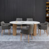 ΣΕΤ ΤΡΑΠΕΖΑΡΙΑΣ 7ΤΜΧ MELLOW HM21360 ΚΕΡΑΜΙΚΟ TOP/MDF ΠΟΔΙΑ--PU ΓΚΡΙ/ΜΕΤΑΛ.ΠΟΔΙΑ