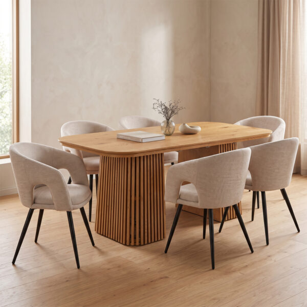 ΣΕΤ ΤΡΑΠΕΖΑΡΙΑΣ 7ΤΜΧ ΕΠΕΚΤΕΙΝΟΜΕΝΟ CORNEL HM12107.02 MDF--ΥΦΑΣΜΑ ΜΠΕΖ