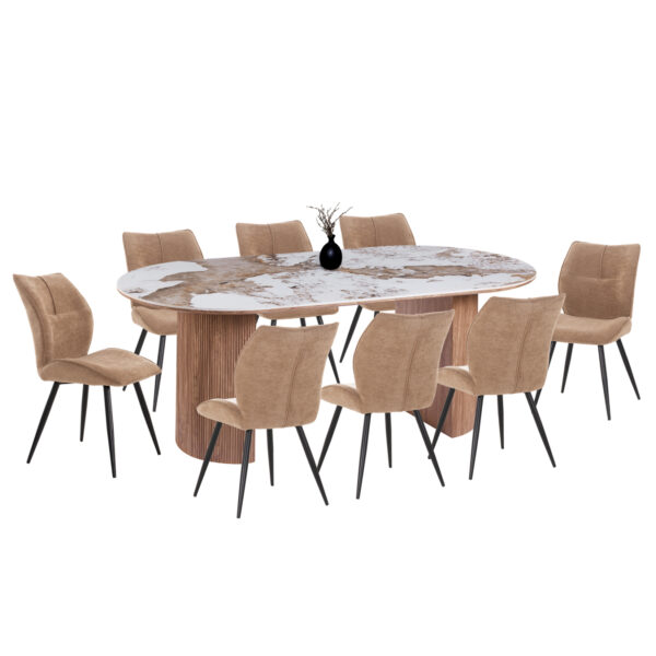 ΣΕΤ ΤΡΑΠΕΖΑΡΙΑΣ 9ΤΜΧ MARBLEX HM11394.03 ΚΕΡΑΜΙΚΟ TOP PANDORA--ΚΑΡΕΚΛΕΣ ΥΦΑΣΜΑ TAUPE