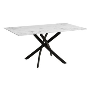 ΤΡΑΠΕΖΙ ΤΡΑΠΕΖΑΡΙΑΣ Fylliana FL102 MARBLE ΜΕ ΜΑΥΡΑ ΜΕΤΑΛΛΙΚΑ ΠΟΔΙΑ 140x80x75εκ