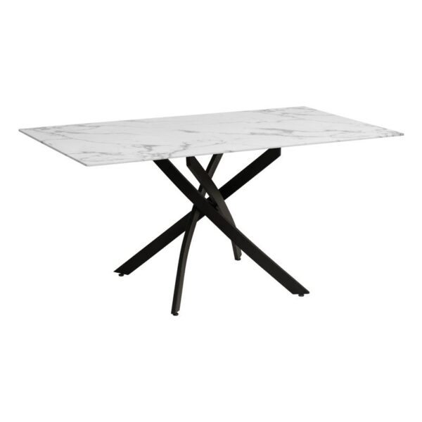 ΤΡΑΠΕΖΙ ΤΡΑΠΕΖΑΡΙΑΣ Fylliana FL102 MARBLE ΜΕ ΜΑΥΡΑ ΜΕΤΑΛΛΙΚΑ ΠΟΔΙΑ 140x80x75εκ
