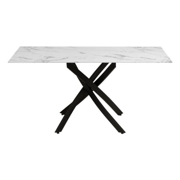 ΤΡΑΠΕΖΙ ΤΡΑΠΕΖΑΡΙΑΣ Fylliana FL102 MARBLE ΜΕ ΜΑΥΡΑ ΜΕΤΑΛΛΙΚΑ ΠΟΔΙΑ 140x80x75εκ