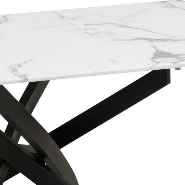 ΤΡΑΠΕΖΙ ΤΡΑΠΕΖΑΡΙΑΣ Fylliana FL102 MARBLE ΜΕ ΜΑΥΡΑ ΜΕΤΑΛΛΙΚΑ ΠΟΔΙΑ 140x80x75εκ
