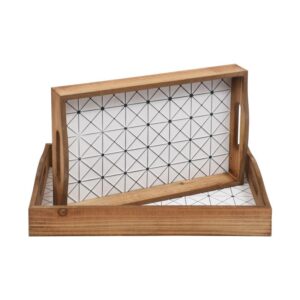 ΣΕΤ 2 ΞΥΛΙΝΟΙ ΔΙΣΚΟΙ Fylliana ΚΑΦΕ-ΛΕΥΚΟ ΧΡΩΜΑ 42x28x7εκ sls