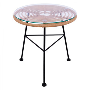 trapezi-metalliko-fb95459-me-wicker-mpez.jpg ΤΡΑΠΕΖΙ ΜΕΤΑΛΛΙΚΟ ALLEGRA HM5459 ΜΕ WICKER ΜΠΕΖ ΚΑΙ ΓΥΑΛΙ Φ45Χ46Υεκ.